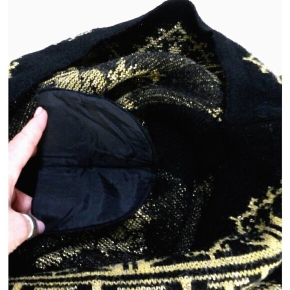 Vintage WESTERN COLLECTION black & gold woman's sweater with shoulder pad size L - Picture 6 of 6